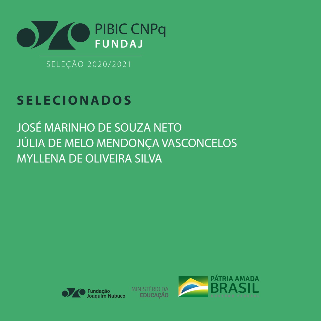 selecionados pibic 2020